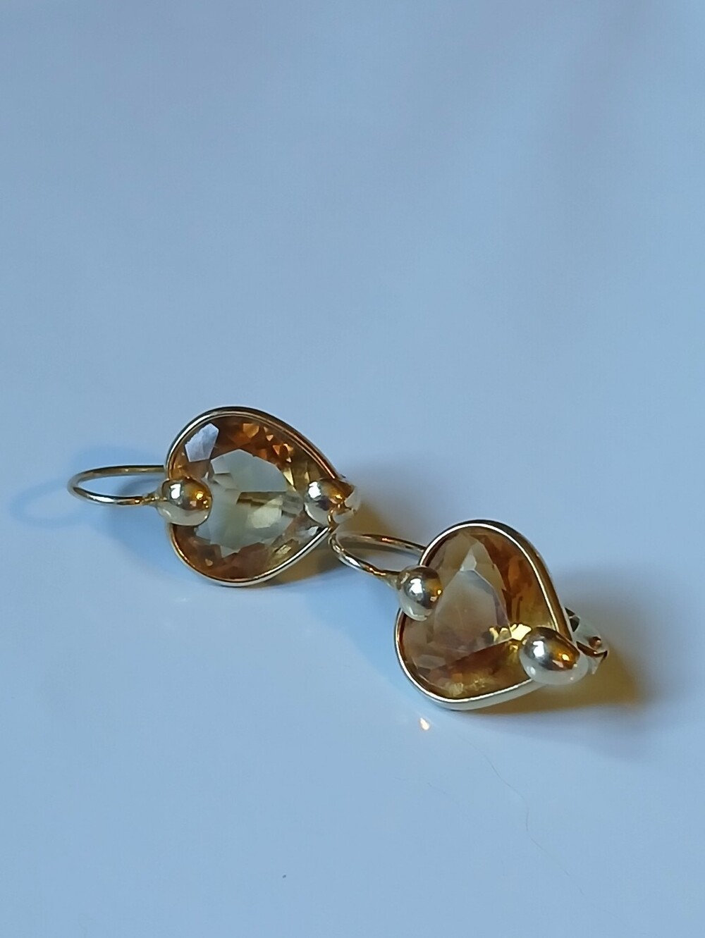 14K Gold Citrine Drop Earrings